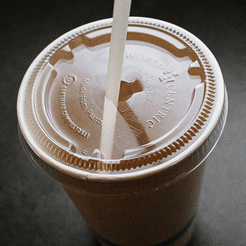 Paper Disposable Cup Lid Drinking Straw Cold Beverage Soda Ice