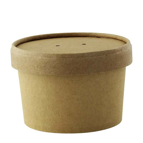 Packnwood 210SOUPCOK12 12 oz Brown Kraft Soup Cup with Lid - 3.5 Dia. x 3.4 in.