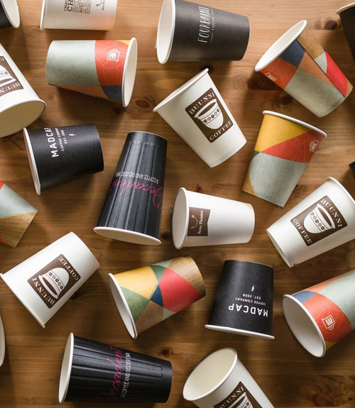 Custom Printed 10 oz Compostable Paper Coffee Cups