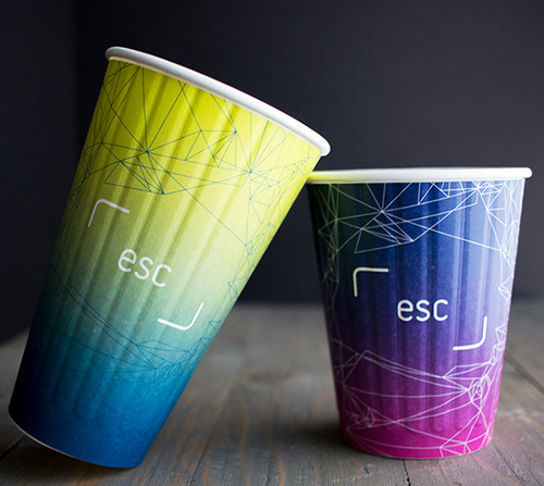 8 oz Double Wall compostable coffee cup custom printed