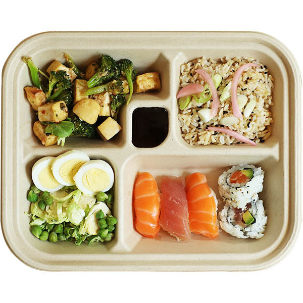 Compostable Takeout Bento Box | 5 Compartment | TR-SC-BB-LFS