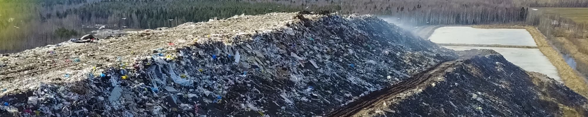 A mountainous landfill pile