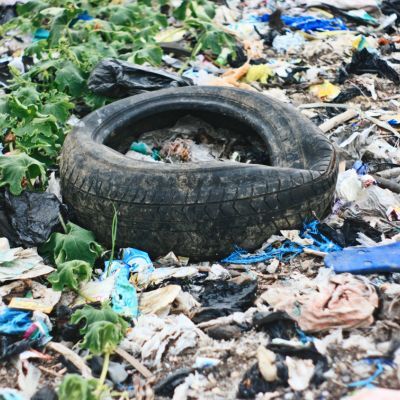 tire in a landfill