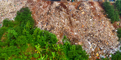 landfill and green trees