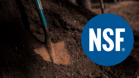 NSF compostable logo on a pile of compost