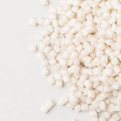 close up of recycled PET pellets