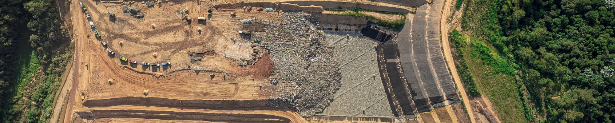 Aerial view of a sanitary landfill