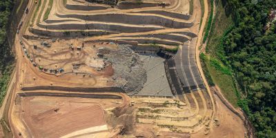 Aerial view of a sanitary landfill