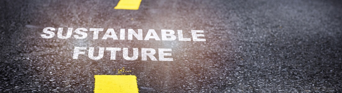 road that says sustainable future