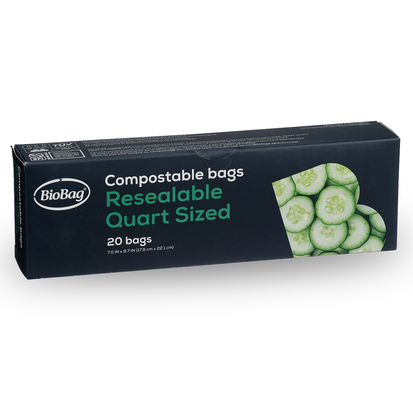 BioBag Resealable Quart Food Storage Bags | 20 count | 190421