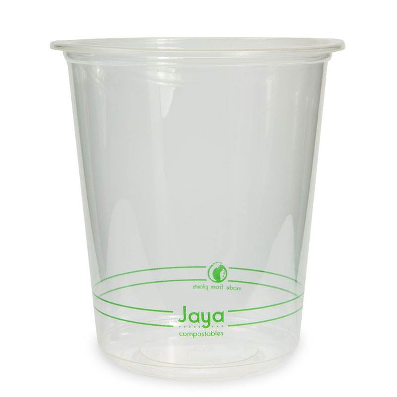 100 Pack] 32 oz Clear Plastic Cups with Flat Lids, Disposable Iced