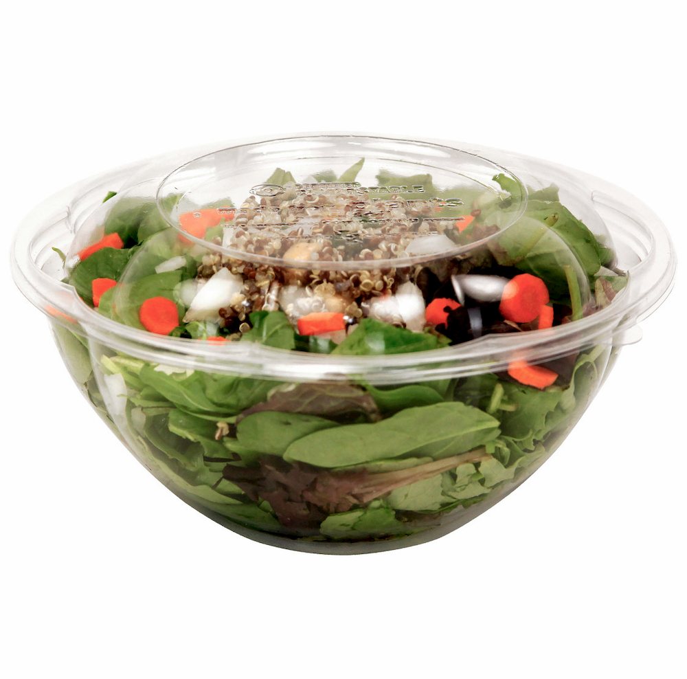  Eco-Products Clear Disposable PLA Plastic Salad Bowl with Lid,  Eco-Friendly Compostable Take Out Salad Container, 24 oz, Case of 150 :  Disposable Bowls : Health & Household