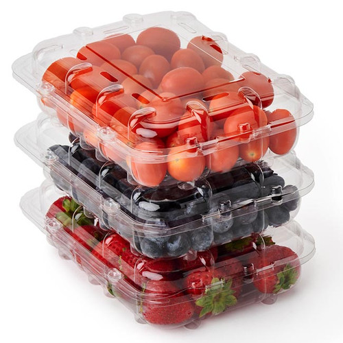 12 oz Compostable PLA Vented Berry Clamshell Containers | XXV00302
