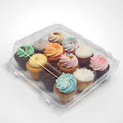 good natured 3 Clear Plastic Cupcake and Muffin Container with Lid, Pack  of 300 - Perfect for Individual Cupcakes, Plant-Based Cupcake Carrier and