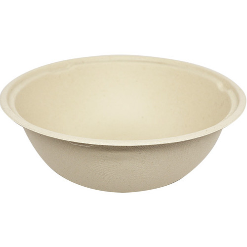 Pulp Safe No PFAS Added 8 oz Round White Sugarcane / Bagasse Salad Bowl - 4  1/2 x 4 1/2 x 1 3/4 - 100 count box