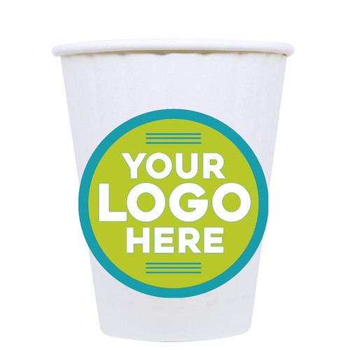 8 oz Custom Printed Compostable Insulated Paper Coffee Cups