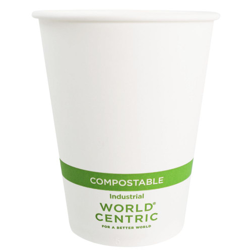 12 oz World Centric Compostable White Paper Coffee Cups | CU-PA-12