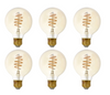 (6 bulbs) Sylvania LED Vintage Globe Spiral Filament G25 Light Bulb, Efficient 4.5W, Medium Base, Dimmable 2175K Amber Glow