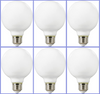 (6 bulbs) Sylvania 40472 LED Frosted Glass Globe, 60 watt equivalent, G25 Medium Base, 500 Lumen LED Light Bulb, Made in the USA