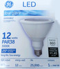 GE 84463 LED low glare PAR38, 12 watt, Dimmable, 860 lumens, 3000K, LED Narrow Flood Light Bulb with visual comfort lens
