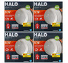 (4 pack) HALO Recessed RL560WH6935R 5" or 6" Integrated LED bulb with Recessed White Trim, 3500K Soft White, 735 lumens, wet rated for shower use, complete bulb and trim replacement kit  