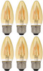 (6 bulbs) SYLVANIA 79721 Vintage LED Chandelier Light Bulb, Efficient 4 Watts, B10 Medium Base, Amber Glass Edison Style, Warm White 2175K, Dimmable