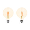LEDVANCE Sylvania LED Vintage Filament G30 Globe Light Bulb, 60W = 6.5W, Medium Base, Dimmable, Amber Glow - 2 Pack (40191)