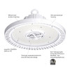 Hubbell Industrial Lighting Round UFO LED High Bay CRN-50MV-EDU-FP-OCS, 100 watts, 11000 lumens, 5000K, 120-277V, 6’ Power Cord, Frosted Polycarbonate lens, Microwave Occupancy Sensor, Dimming