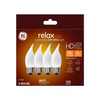 (4 bulbs) GE 48263 relax LED CAM Chandelier Decorative Bulbs, bent tip, medium base, Dimmable, HD Light, 40 watt equivalent, comfortable soft white light, frosted finish