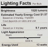 (2 bulbs) GE 31186 LED A2, 5000K Daylight, 13 watts, 100 watt equivalent, non-dimmable
