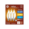 GE Relax 6-Pack LED Decorative 60 watt Equivalent, Dimmable Soft White CA12 LED Light Bulbs Decorative Candelabra Antique