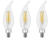(3 bulbs) GE refresh LED Energetic Daylight LED CAC Lightbulb, candelabra base, 60 watt equivalent, Dimmable, clear finish, HD Light, LED Decorative, bent tip chandelier light bulb