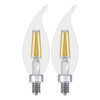 (2 bulbs) GE Lighting 36893 Clear Finish Light Bulb Relax HD Dimmable LED Decorative 4 watt (40-Watt Replacement), 300-Lumen Candelabra Base Bent Tip, 2-Pack, Soft White, 2