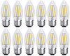 (case of12 bulbs) GE 23336 LED Blunt Tip Decorative Light Bulbs, BM, 5 Watt (60 Watt Replacement), 500 Lumen, Soft White, Clear, Medium Base, Dimmable Chandelier LED Light Bulbs 