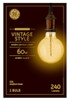 GE 46176 Vintage G30, Amber Glass, 60 watt Incandescent, spiral filament, dimmable classic Lightbulb