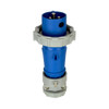 EATON Arrow Hart AH320P6W Pin and Sleeve Plug, 20A 250V, Extra Heavy-Duty, #12, #10 AWG, back wire, blue, nickely plated brass, grounding, 3 wire, two pole, male