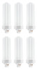 (case of 6) GE Bright White 42 Watt Plug-in CFL GX24q-4 Base,  3500K Neutral Bright White, 6.4-inch F42TBX Light Bulb, 4 pin Plug-in  