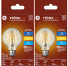 (2 bulbs) GE Lighting relax LED HD Soft White LED Decorative Crackle Glass G25 Globe, 6 watt, 450 lumen, medium base, Dimmable LED Light bulb