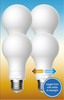 (4 bulbs) GE Relax/Refresh LED A19 color select light bulb, choose either soft white relax or cool white refresh, toggle switch on bulb, HD Light, 450 lumens, dimmable, medium base 