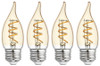 (case of 4) GE Vintage Decorative Bent Tip 3-Watt LED Light Bulb (25W Equivalent), Dimmable with Amber Finish and Spiral Filament, Medium Base, Single Bulb