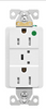 Eaton Wiring TR8262WS 15 Amp Surge Protection Receptacle, White, 2 pole, 3-wire grounding, 125V, Tamper resistant, Hospital Grade, TVSS duplex receptacle 