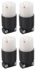 (case of 4) EATON Wiring CWL220C-C1 Safety Grip Connector, 20 Amp 250V, NEMA L2-20 , Black & White