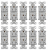 (case of 10) Eaton TR5362CDGY Heavy Duty Industrial Specification Duplex receptacle, Dual Control, 20 Amp, Tamper Resistant, Auto Grounding, GRAY, 2 Pole 3-Wire, 125V