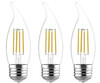 (3 bulbs) GE refresh LED cool white chandelier bulbs, 60 watt equivalent, 5.5 watt, 500 lumens, Dimmable, medium base (CAM) LED 6500K arctic white decorative bulb