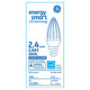 (6 bulbs) GE 65539 LED Blunt Tip candle Chandelier Light Bulb, 2.4 watt, medium base, 4000K Cool White, 100 lumens