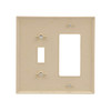 (case of 50) EATON PJ126V Arrow Hart Pj126 Combination Decorative Mid Size Wall Plate, 2 Gang, 4-1/2 in L X 4.56 in W, Ivory