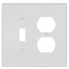 EATON Wiring PJ18W-SP-L 2-Gang Toggle and Duplex Receptacle Mid Size Wallplate, White