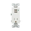 Eaton Wiring Devices TR7740W-BOX 15 Amp 125 VAC 2-Pole 3-Wire NEMA 5-15R White Combination USB Charger with Receptacle