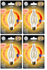 (4 bulbs) GE LED Vintage Style Chandelier Light Bulb with Medium Base, 3-Watt, 300 lumens, 2500K warm white Dimmable, Bent-tip