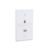 EATON Wiring 3536-4W-L Flush Mount Mid Size Wall Plate with Telephone Jack and Coaxial 4-Conductor, White